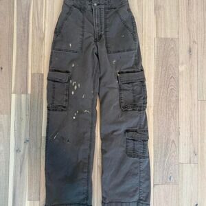 Y2K Hollister grey high rise baggy cargo pants with paint splatter Size 24